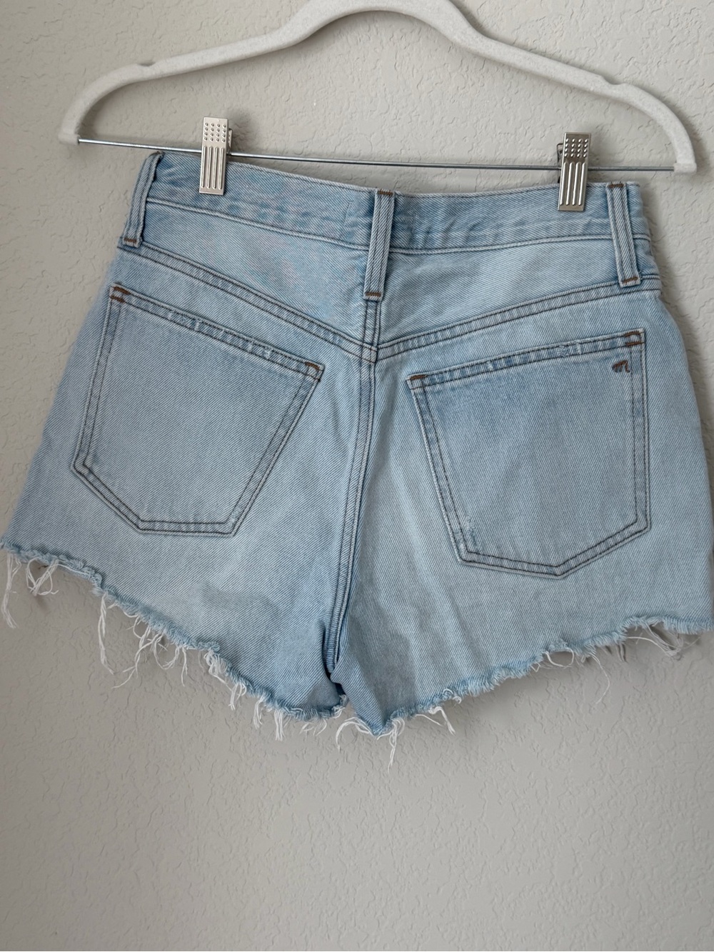 Madewell Light Blue Frayed Hem High-Rise Denim Shorts - Picture 3 of 9